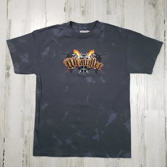 NWOT Wrangler Rodeo Crinkle Custom Bleach Dyed Graphic T-Shirt Men's Size XXL - Picture 1 of 7